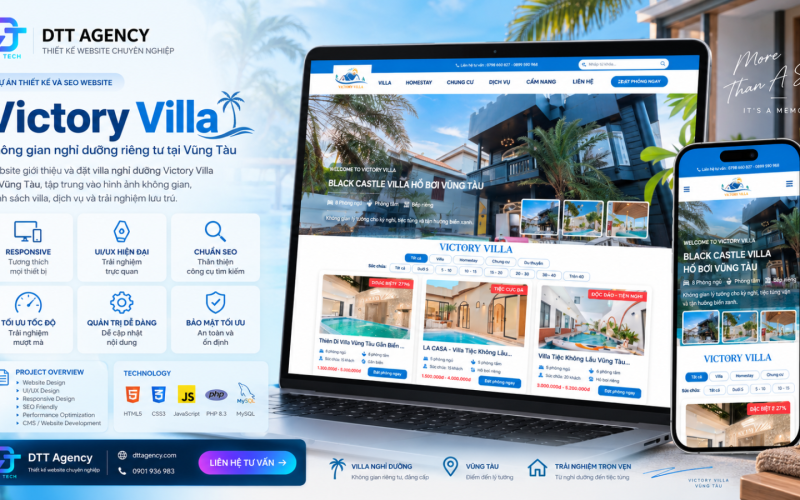 Thiết kế, chăm sóc và SEO website Villa Hồ Bơi Vũng Tàu