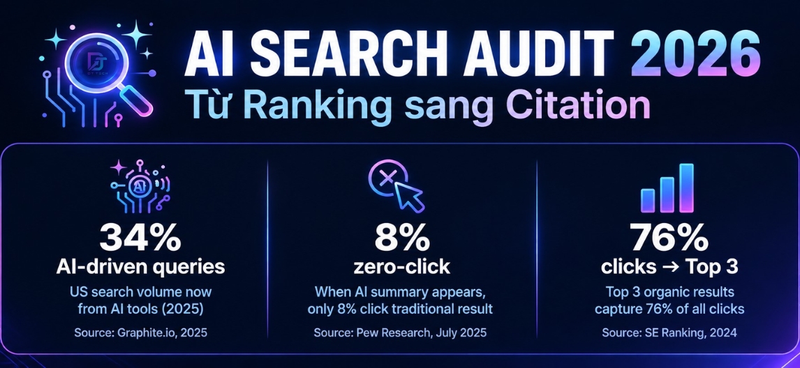 Quy trình AI Search Audit 4 bước để chiếm lĩnh Visibility