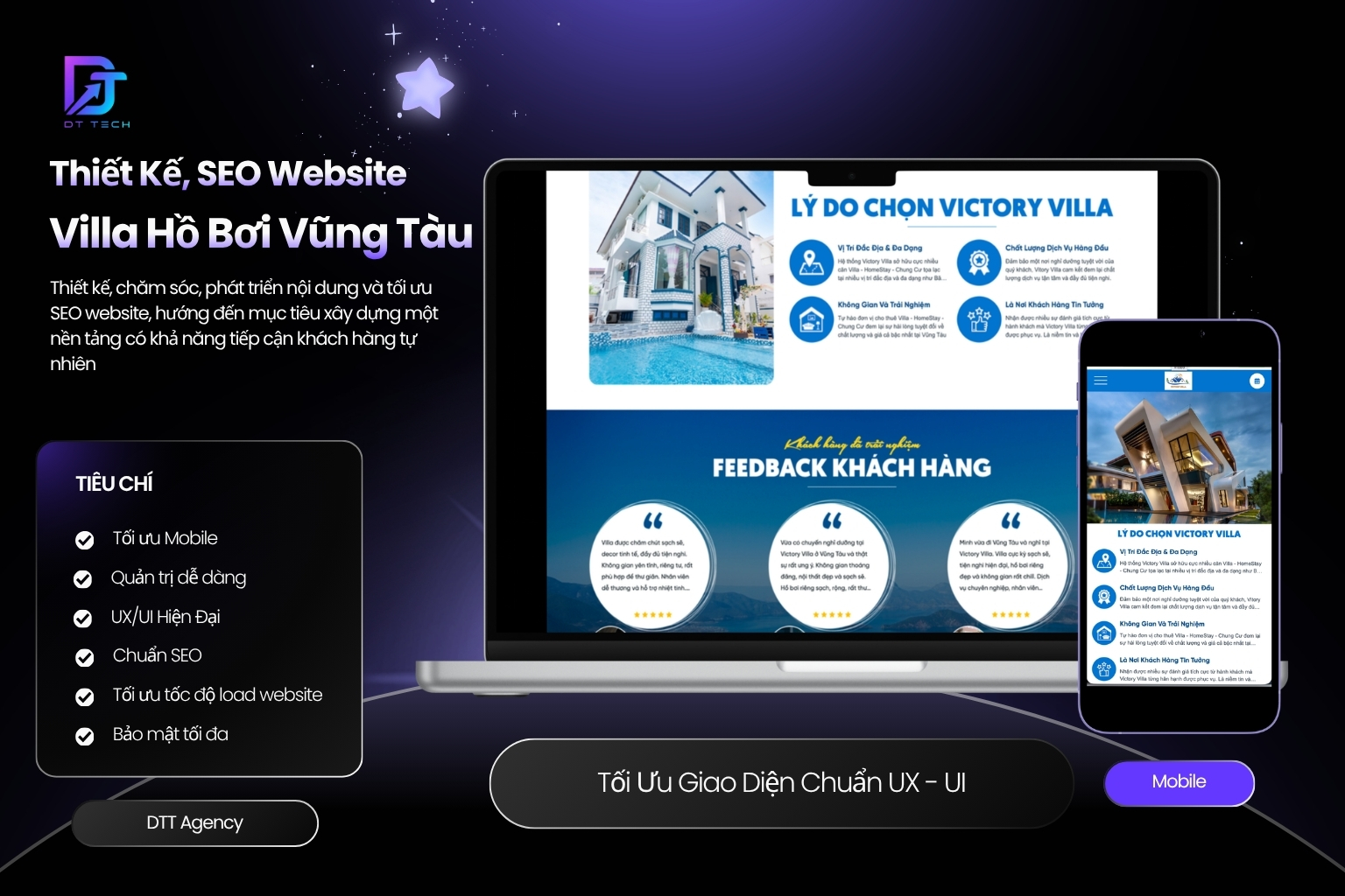 Thiết kế, chăm sóc và SEO website Villa Hồ Bơi Vũng Tàu